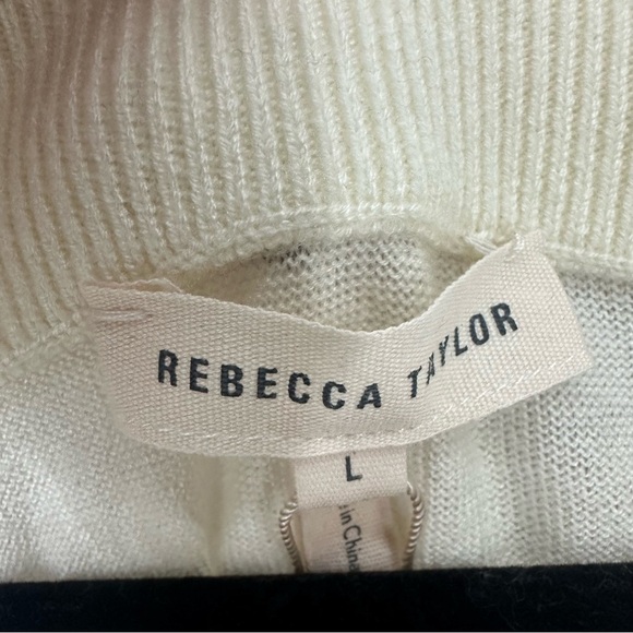 NWT Rebecca Taylor Off Shoulder Wool Blend Sweater Womens Large Beige - Picture 8 of 11